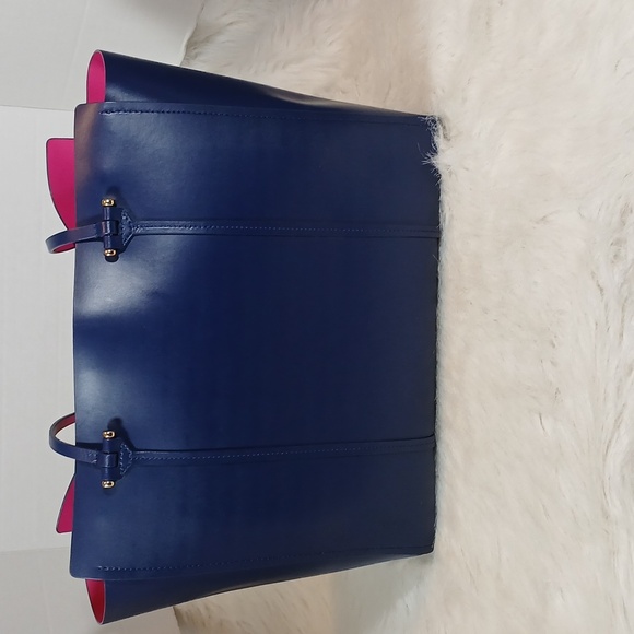 Kate Spade Arbour Hill Elodie Navy Blue Tote with Pink/Fuchsia  Interior - Picture 2 of 9
